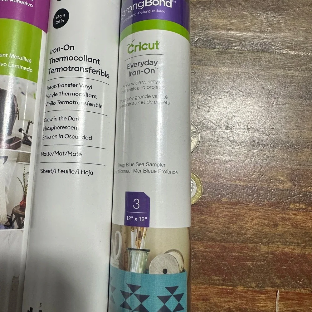 Cricut Iron-On HTV Bundle Glow in the Dark Metallic Lilac Deep Blue Sea Sampler